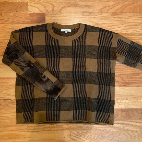 Madewell Sweaters - MADEWELL BROWN AND BLACK CHECKERED SWEATER